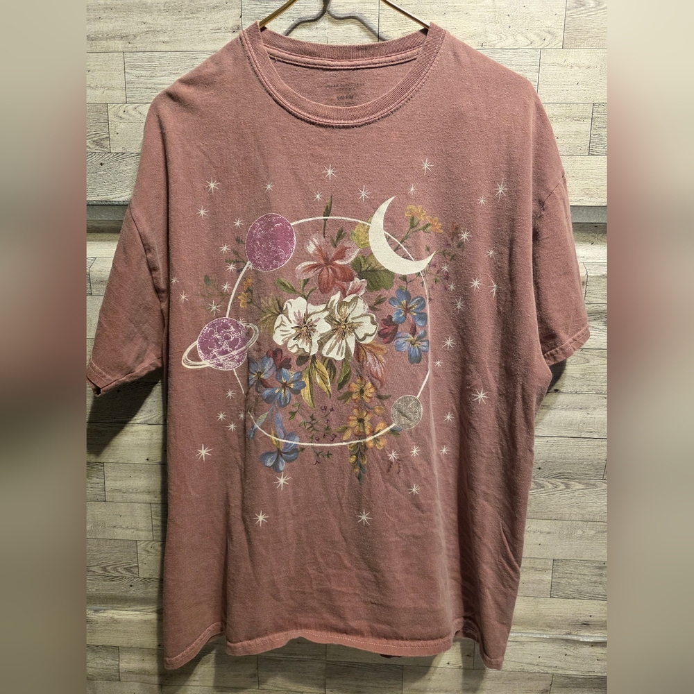 Urban Outfitters Mauve Floral Moon Graphic Tee